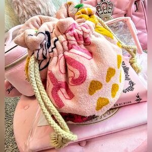 Juicy Couture Vintage Pink Terry Cloth Rope Draw Bag